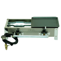 FOGAREIRO INOX 2 BOCAS PEQUENO COM MEIA CHAPA - E004