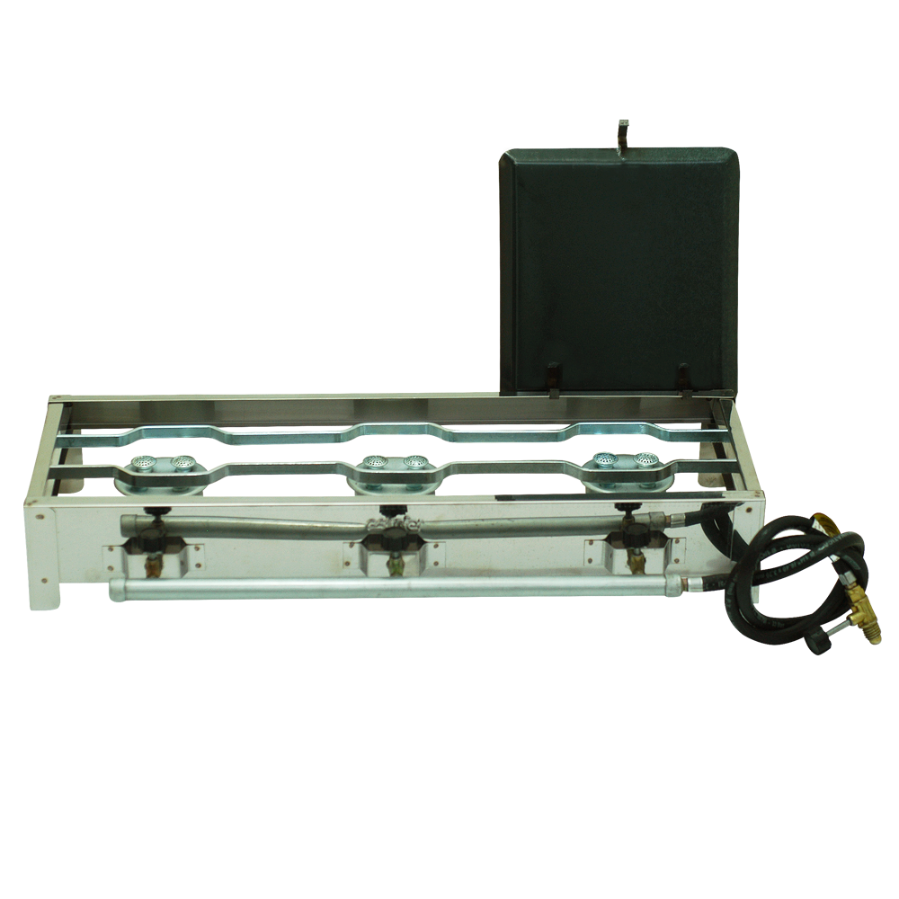 FOGAREIRO INOX 3 BOCAS RETANGULAR COM MEIA CHAPA - E012 - Imagem 4