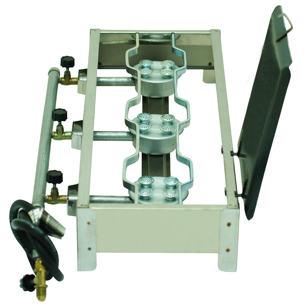 FOGAREIRO INOX 3 BOCAS RETANGULAR COM MEIA CHAPA - E012 - Imagem 2