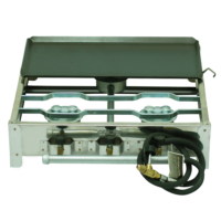FOGAREIRO INOX 3 BOCAS QUADRADO COM CHAPA - E016